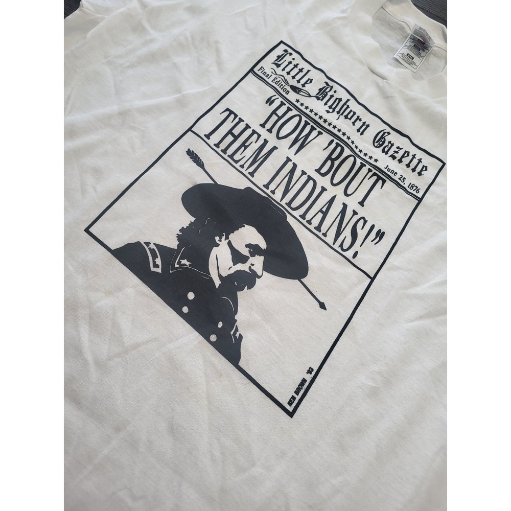 Vintage Ken‎ Brown "CUSTARD" T-Shirt 1990s Pop Art Graphic Museum Artist Sz 3XL